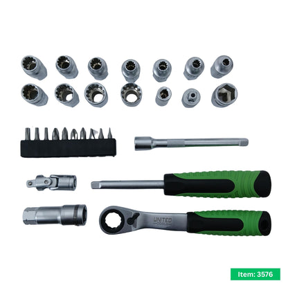 29PC 1/4" Metric Go-Through Socket Set-45-13mm