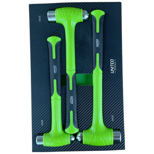 United Tools Dead Blow Ball Pein Hammer 16Oz, 32Oz, 48Oz Set Of 3 With EVA Foam Tray