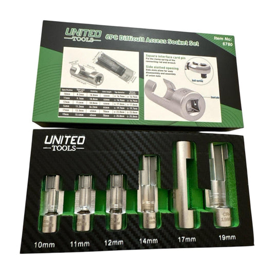 United Tools Difficult Access Sockets Lamba 3/8 + 1/2" Dr 10mm-19mm