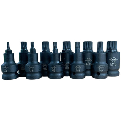 Pro Industrial IMPACT SPLINE Bit Socket Set 1/2 Dr M4-M18 6725 Vw Audi HEX