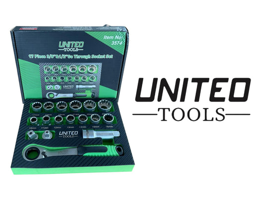 17PC 3/8" & 1/2" Go Through Socket Set In EVA Foam Tray