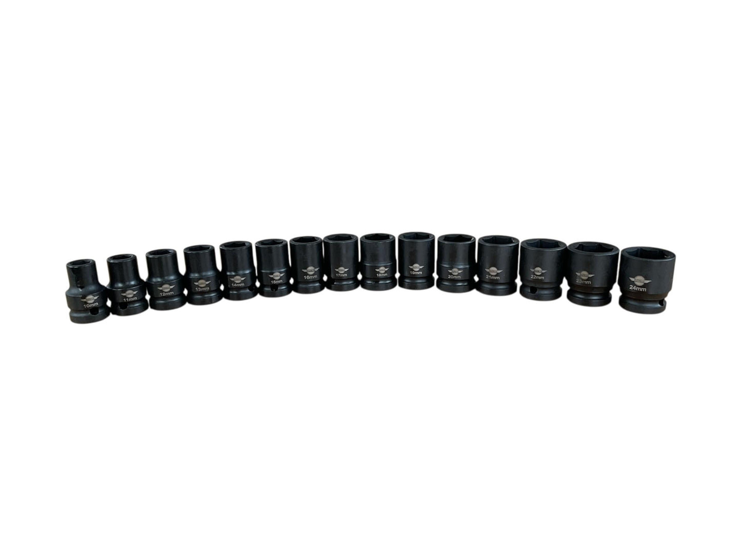 IMPACT Wrench Socket Set 15PC 1/2 Square Dr Metric 10-24mm 1215