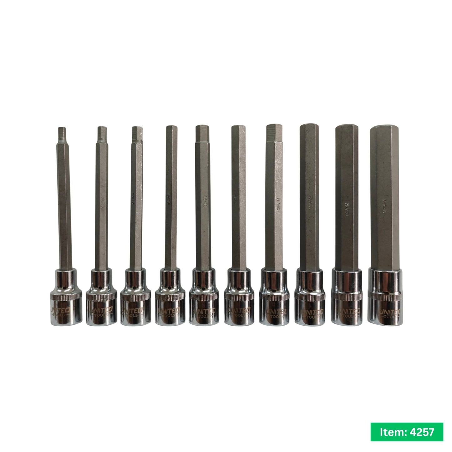United Tools 10PC Extra Long Hex Bit Socket Set – 1/2" Drive with EVA Foam Tray