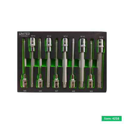 United Tools 10PC Extra Long Spline Bit Socket Set – 1/2" Drive with EVA Foam Tray