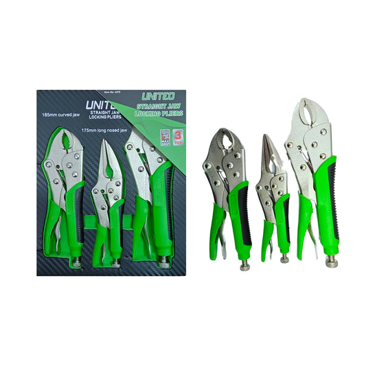 United Tools 3PC Locking Jaw Plier Set