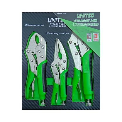 United Tools 3PC Locking Jaw Plier Set