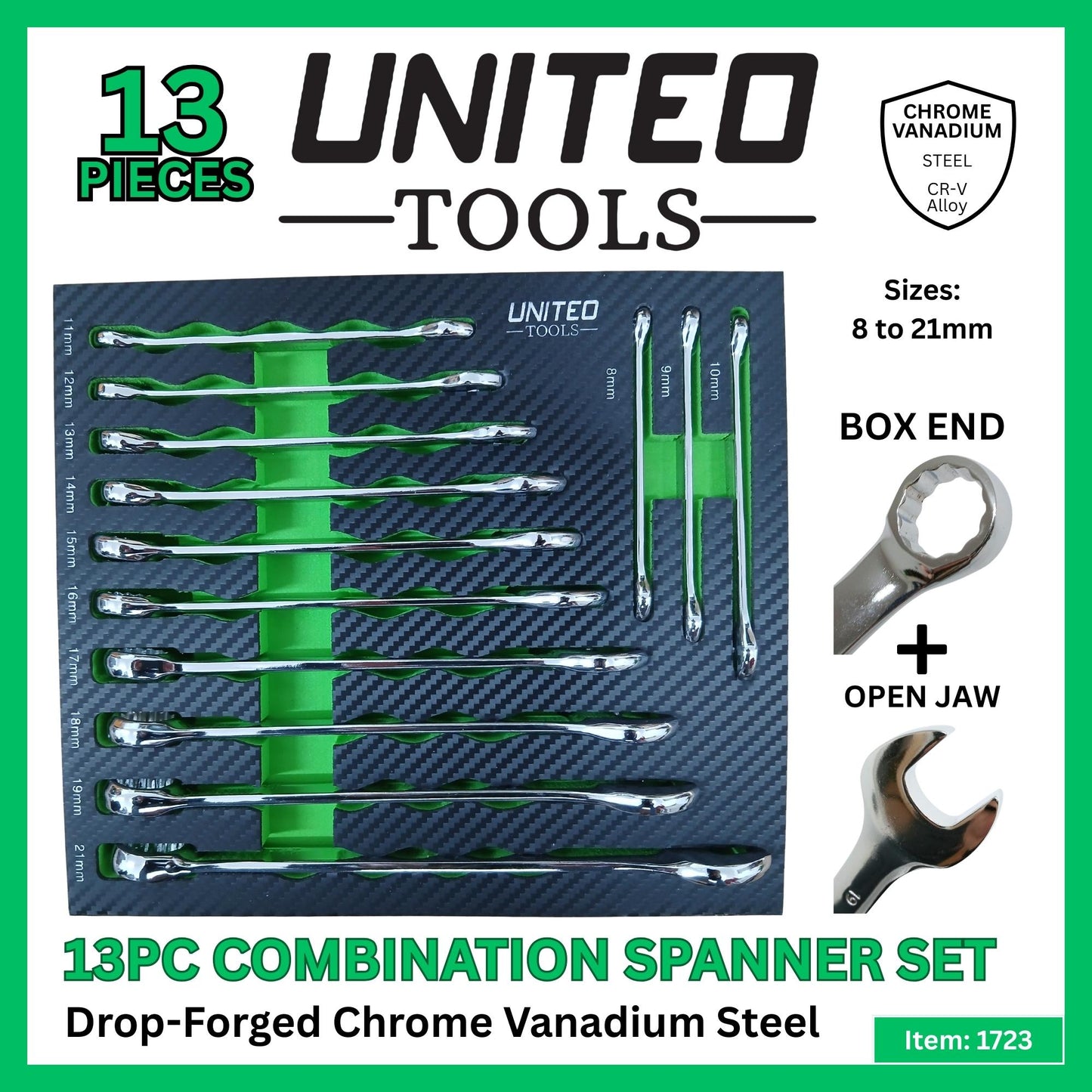 13PC Combination Spanner Set 8-21mm