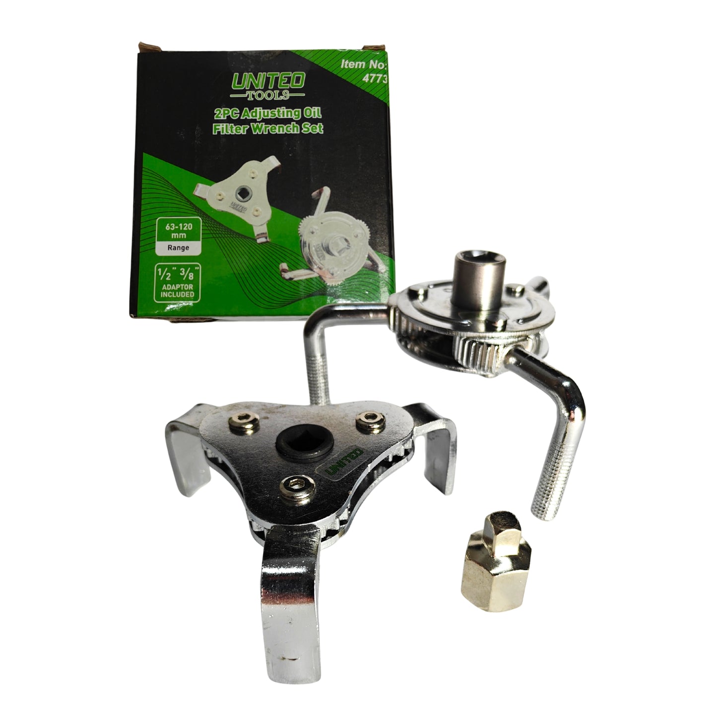 United Tools 2PC 3 Leg Self Adjusting Oil Filter Wrench 63-120mm