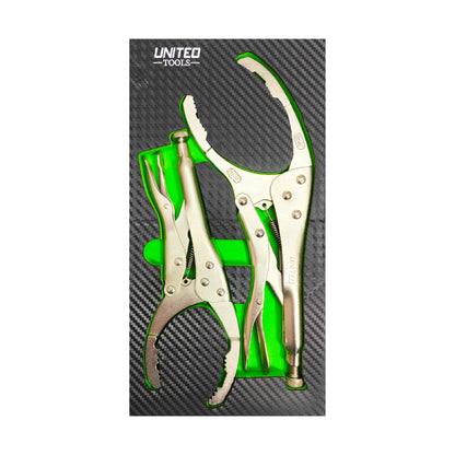 United Tools 2PC Oil Filter Locking Pliers Cr-V Mole Grip Set EVA Tray