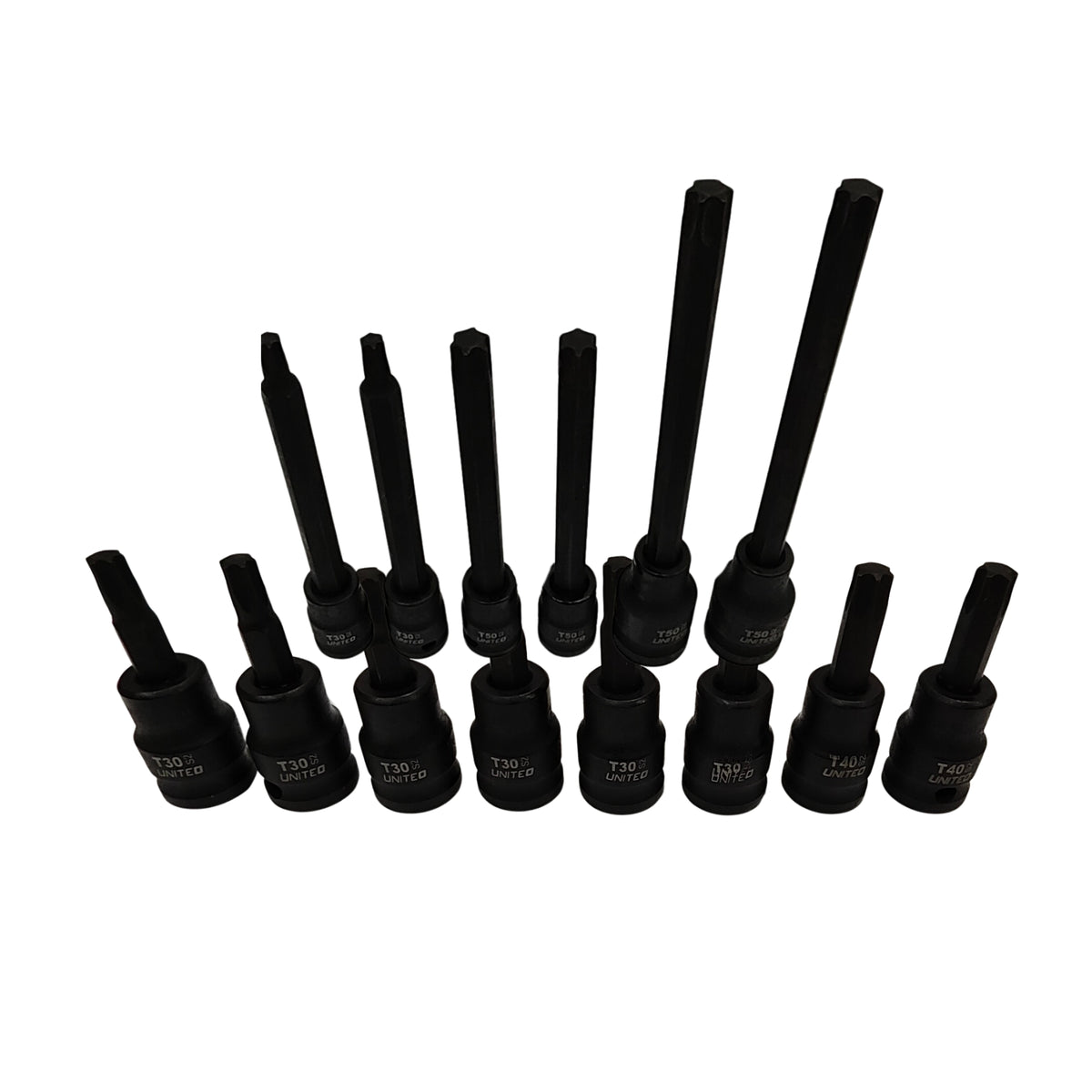 United Tools 1/2" 3/8"Dr Long IMPACT TORX Socket Set T30-T40-T50 Star Tork