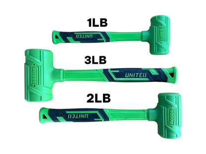 3PC Industrial Dead Blow Rubber Mallet Set