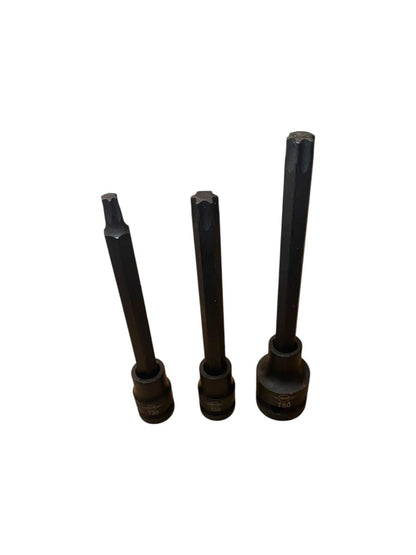 United Tools 1/2" 3/8"Dr Long IMPACT TORX Socket Set T30-T40-T50 Star Tork