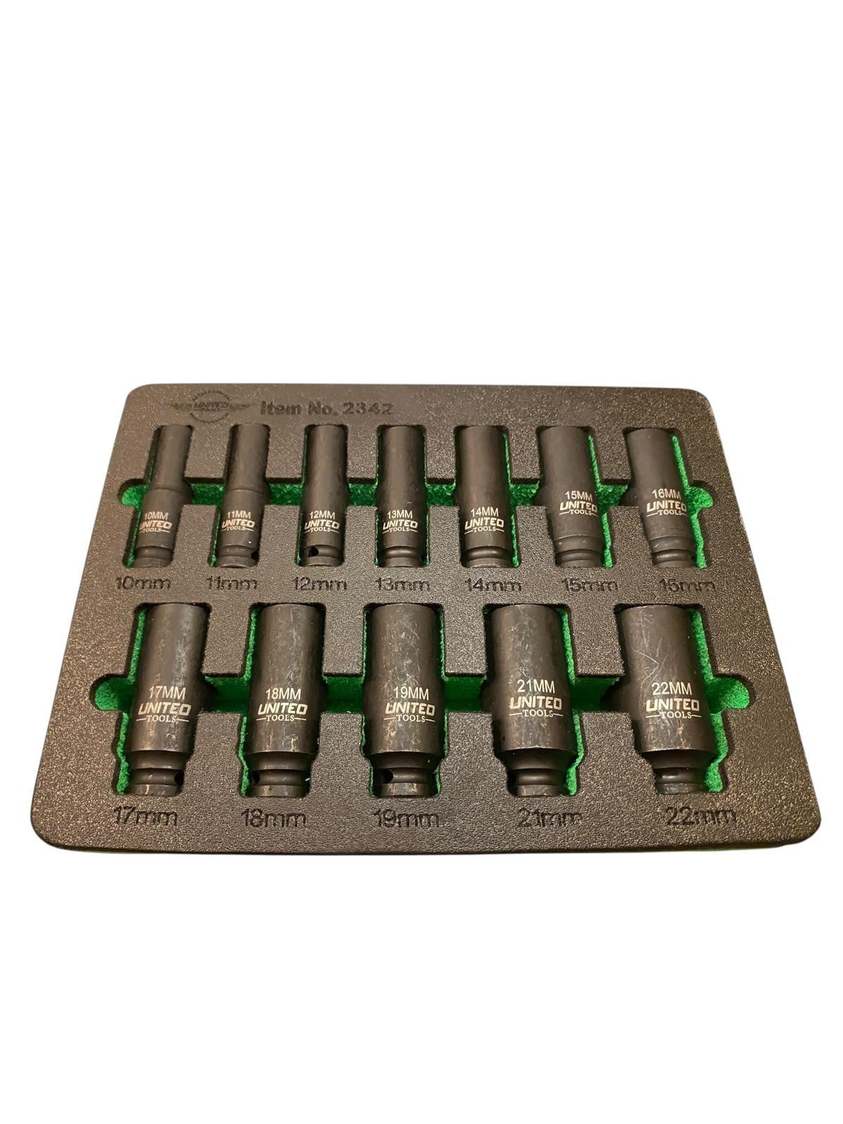 15PC DEEP IMPACT Socket Set 3/8" Dr 10–22mm 6pt HEX Long Reach In EVA Foam