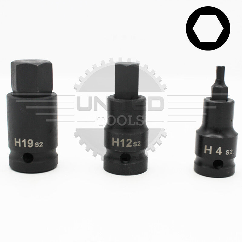 10PC IMPACT HEX Bit Tools Socket Set 1/2" Dr 4-19mm ALLEN Key