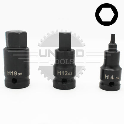 10PC IMPACT HEX Bit Tools Socket Set 1/2" Dr 4-19mm ALLEN Key