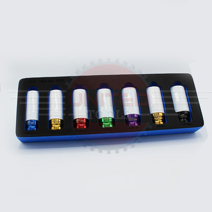 7PC 1/2 DEEP IMPACT Thin Wall Socket Set Alloy Wheels 17-27mm In Foam Sockets