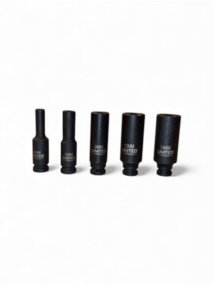 DEEP IMPACT SOCKET Set 1/4"Dr 14pc 4mm-15mm 6pt Hex Sockets