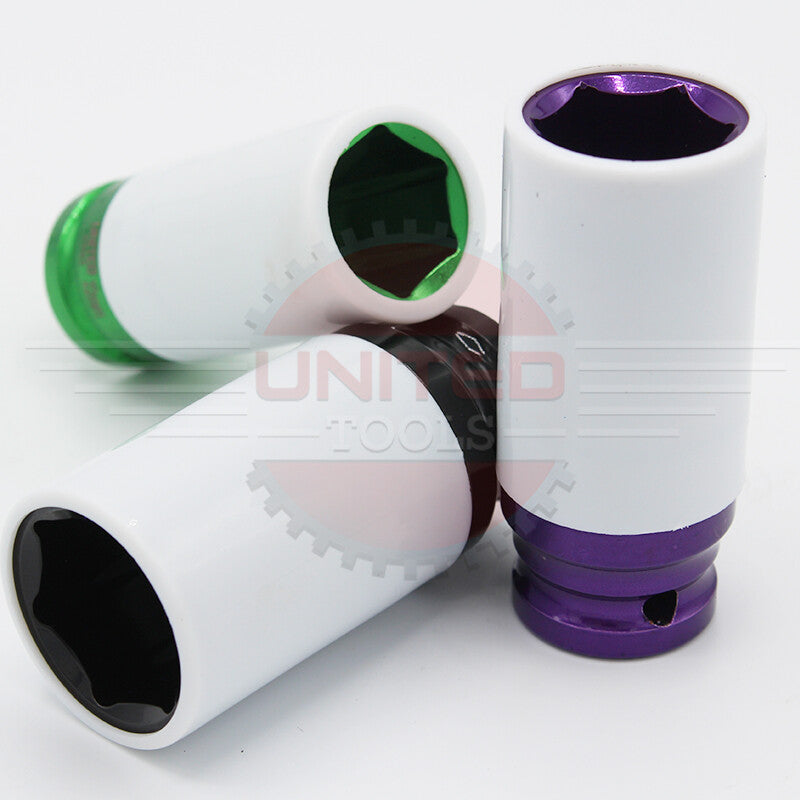 7PC 1/2 DEEP IMPACT Thin Wall Socket Set Alloy Wheels 17-27mm In Foam Sockets