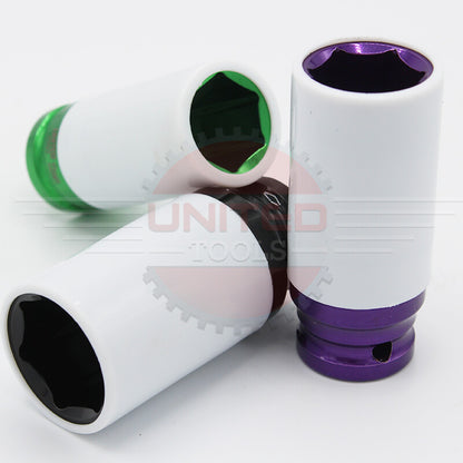 7PC 1/2 DEEP IMPACT Thin Wall Socket Set Alloy Wheels 17-27mm In Foam Sockets