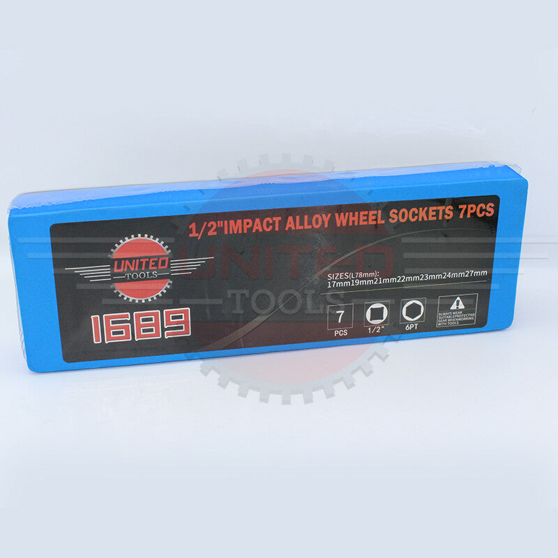 7PC 1/2 DEEP IMPACT Thin Wall Socket Set Alloy Wheels 17-27mm In Foam Sockets