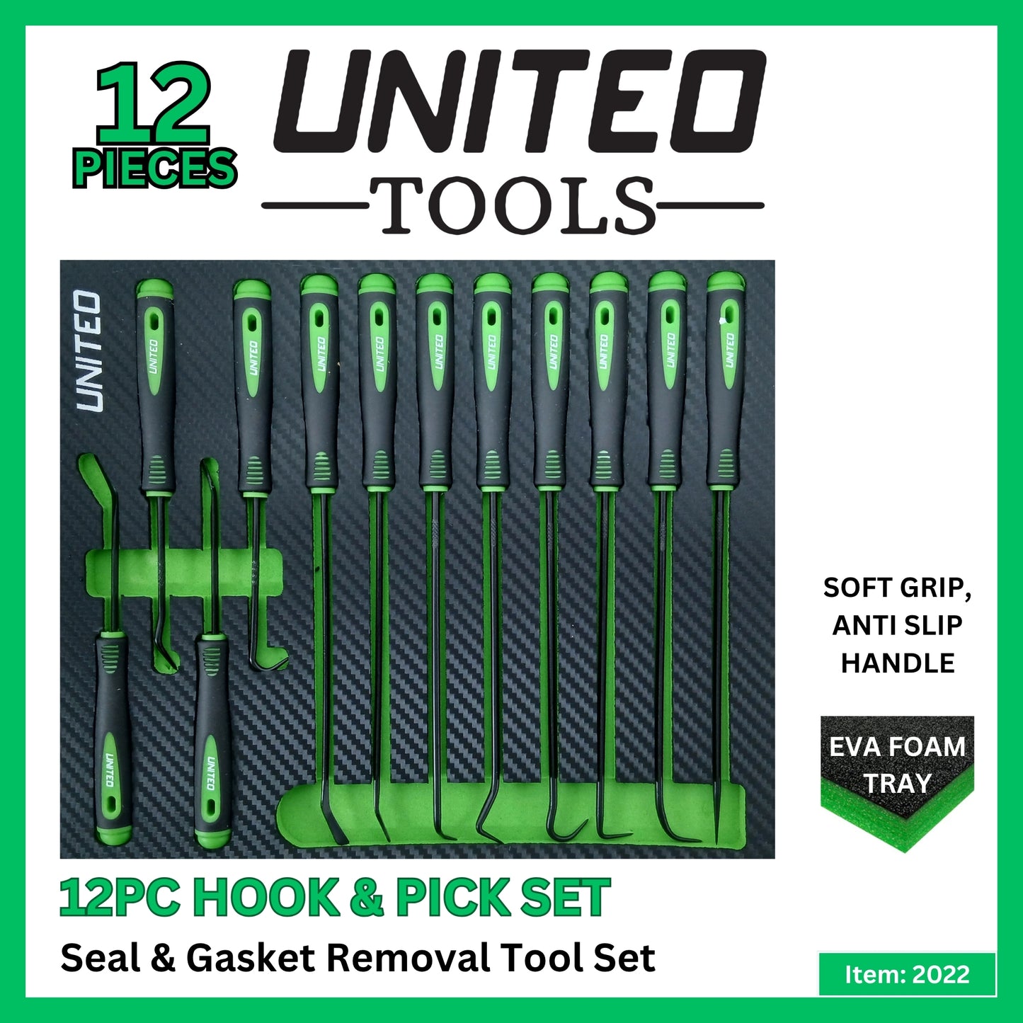 12PC Long Hook And Pick 180mm Tool Set O Ring Seal Removal Set EVA Foam Tray
