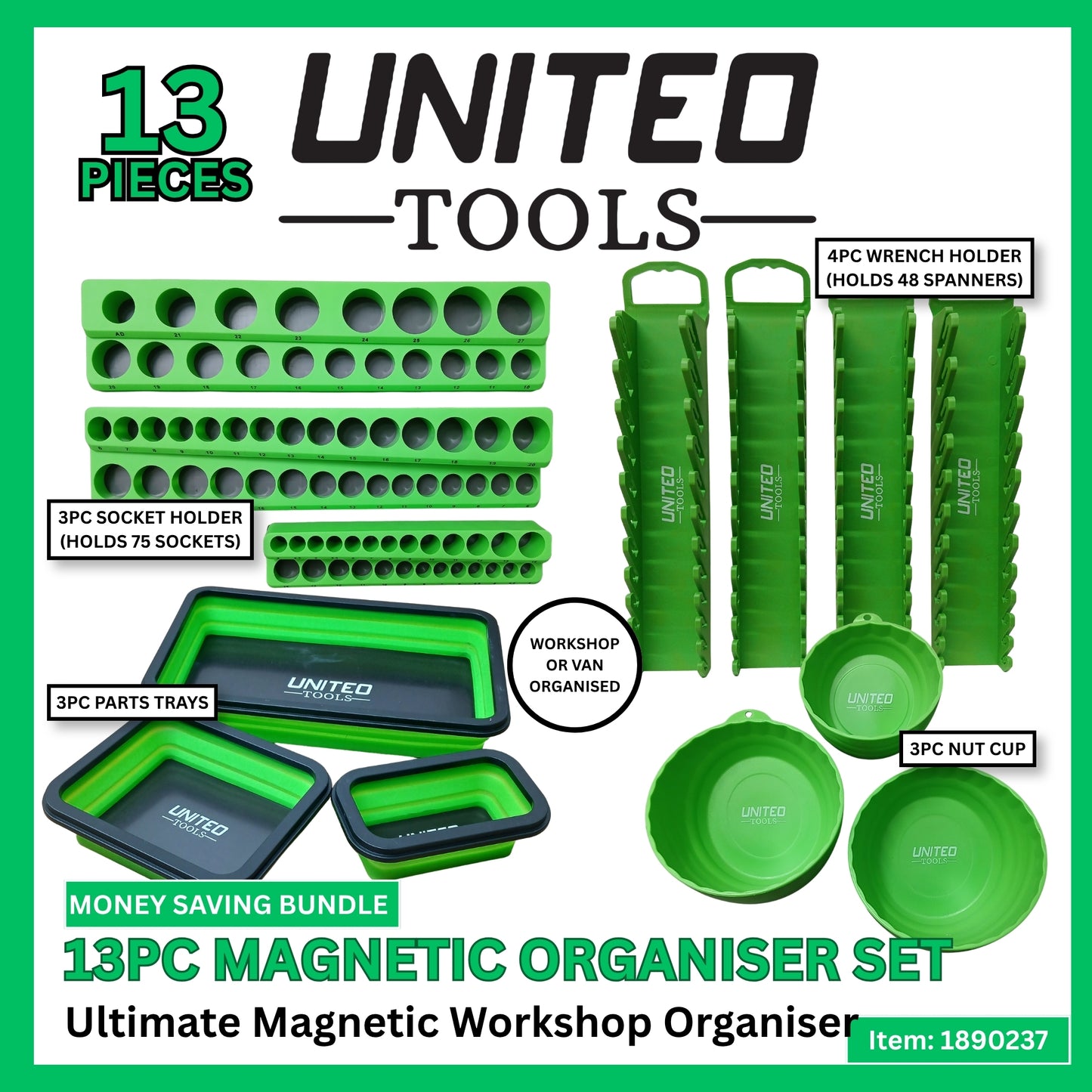 13PC Ultimate Magnetic Workshop Storage Tidy Solution