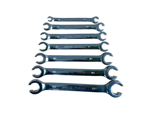 Flare Nut Spanner Set 7PC Brake Pipe Gas Fuel Spanner Flare Wrench 8-24mm