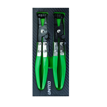 United Tools 2PC Hose Clamp Pliers Set Ratchet Type | EVA Foam Tray