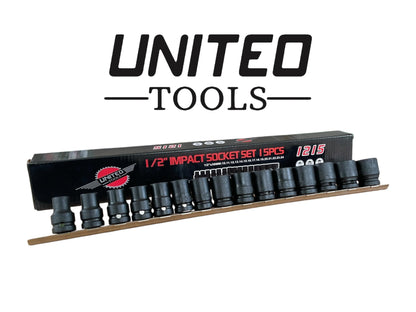 IMPACT Wrench Socket Set 15PC 1/2 Square Dr Metric 10-24mm 1215
