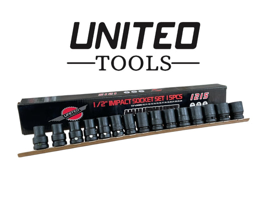 IMPACT Wrench Socket Set 15PC 1/2 Square Dr Metric 10-24mm 1215