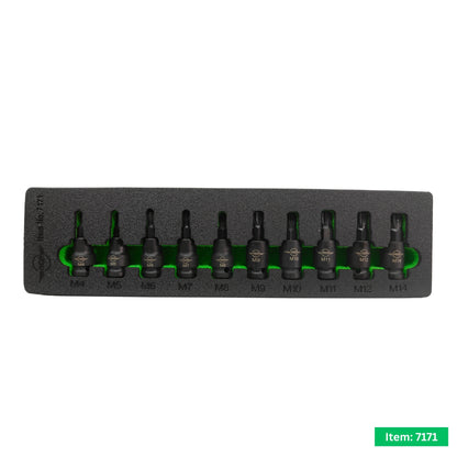 United Tools 10PC Impact Spline Bit Socket Set 3/8" Dr M4-M14 EVA Tray