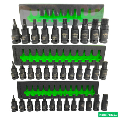 United Tools 35PC 3/8" Impact Bit Socket Set Torx Hex Spline EVA Tray
