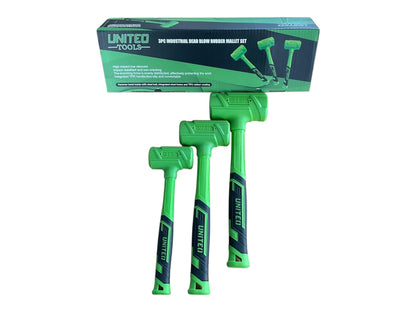 3PC Industrial Dead Blow Rubber Mallet Set