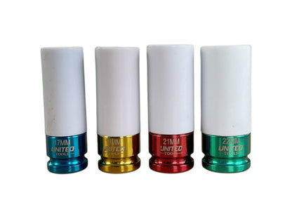 United Tools 4PC 1/2" Dr DEEP IMPACT Sockets For Alloy Wheels 17, 19, 21, 22mm