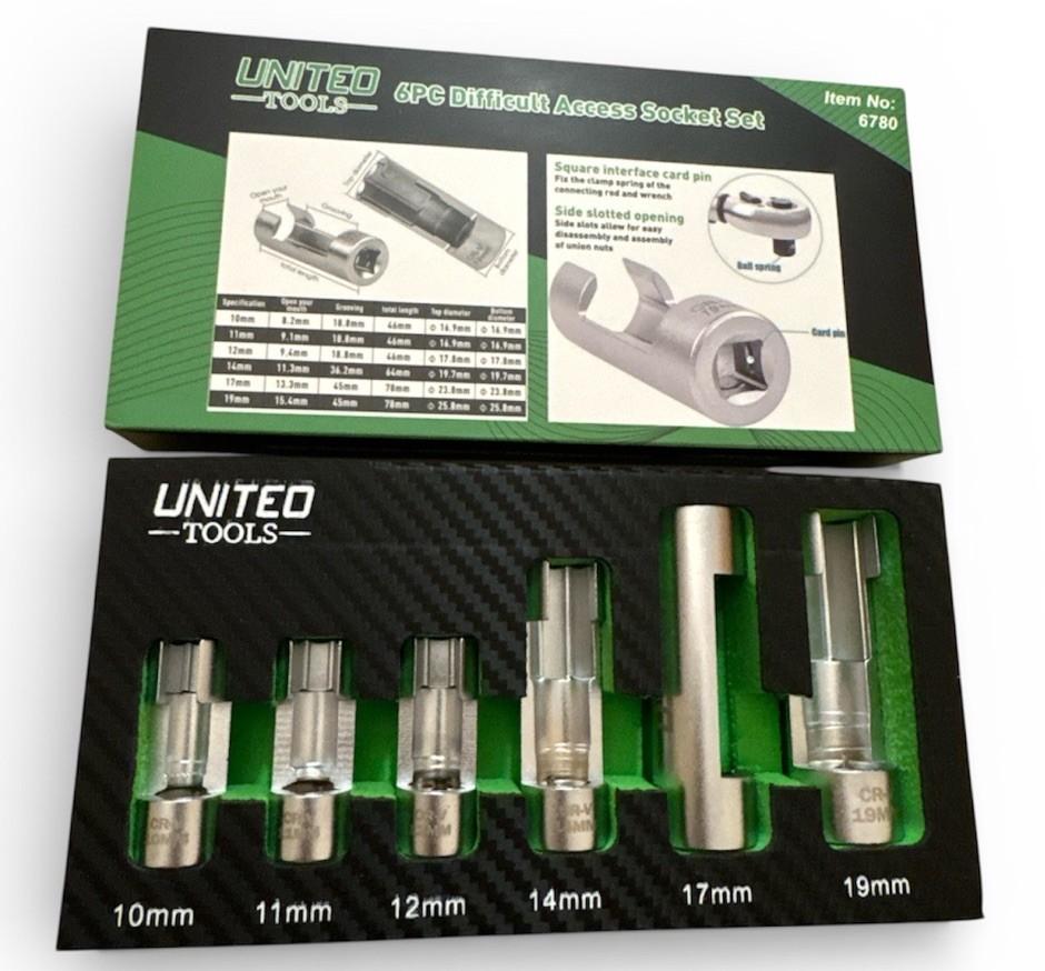 United Tools Difficult Access Sockets Lamba 3/8 + 1/2" Dr 10mm-19mm
