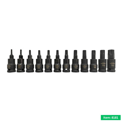 United Tools 12PC Impact Torx Bit Socket Set 3/8" Dr T10-T60 EVA Tray