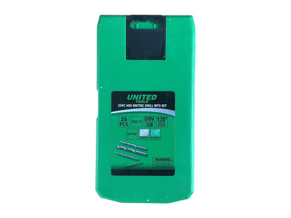 United Tools 25PC HSS Metric Drill Bits Set 135 Split Point