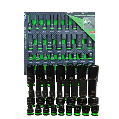 32PC 3/8 Dr IMPACT DEEP And SHALLOW Sockets Metric 8-22mm