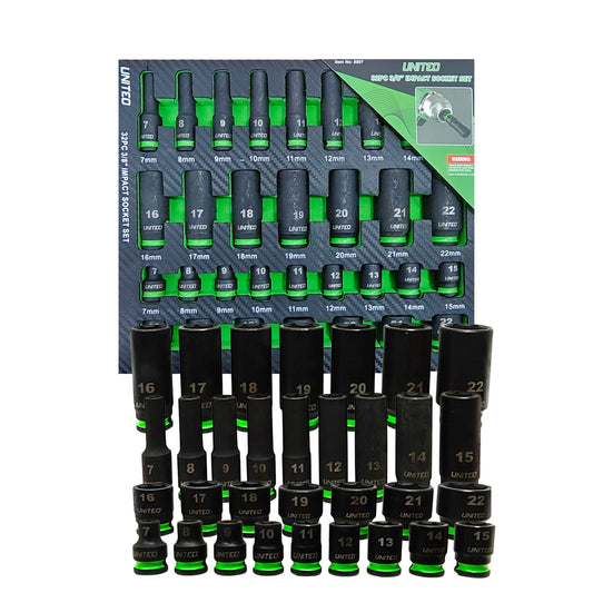 32PC 3/8 Dr IMPACT DEEP And SHALLOW Sockets Metric 8-22mm