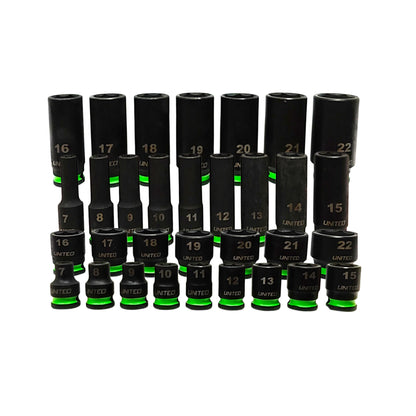 32PC 3/8 Dr IMPACT DEEP And SHALLOW Sockets Metric 8-22mm
