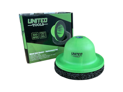 United Tools Professional Wheel Hub Cleaner With Max Rpm 1500 & 500 Rpm Option Replacement Pad Green Tool