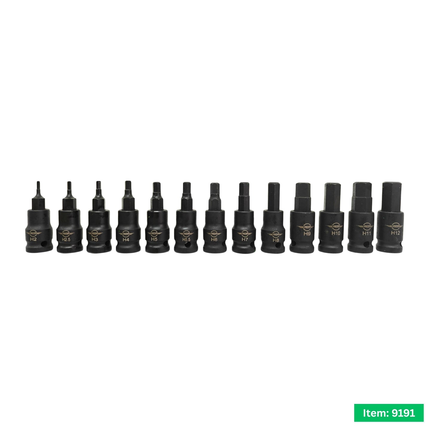United Tools 13PC Impact Hex Bit Socket Set 3/8" Dr H2-H12 EVA Tray