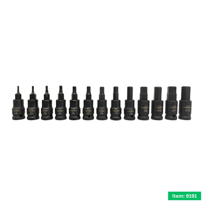 United Tools 13PC Impact Hex Bit Socket Set 3/8" Dr H2-H12 EVA Tray