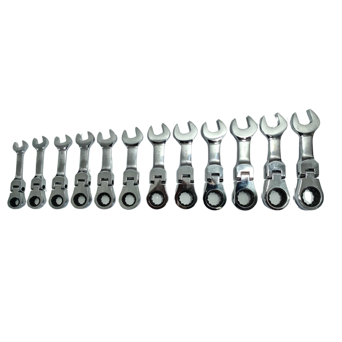 United Tools 12PC Stubby Flexi Head Ratchet Spanner Set 8-19mm 90T