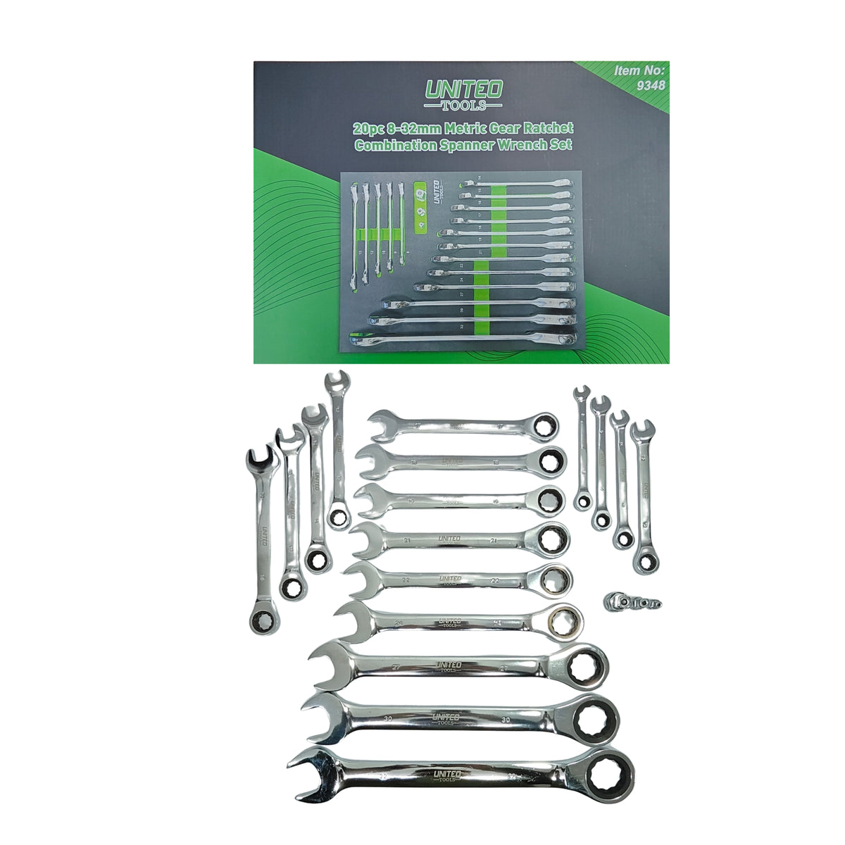 United Tools 20PC Ratchet Spanner Set 8-32mm
