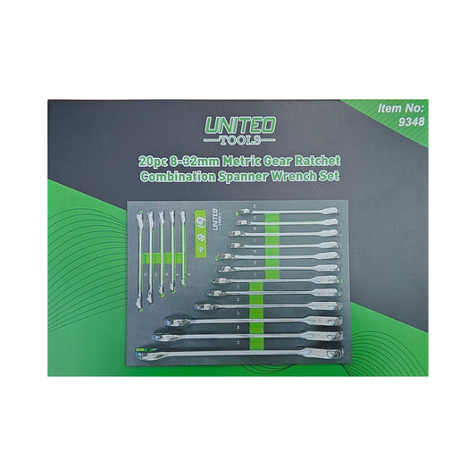 United Tools 20PC Ratchet Spanner Set 8-32mm