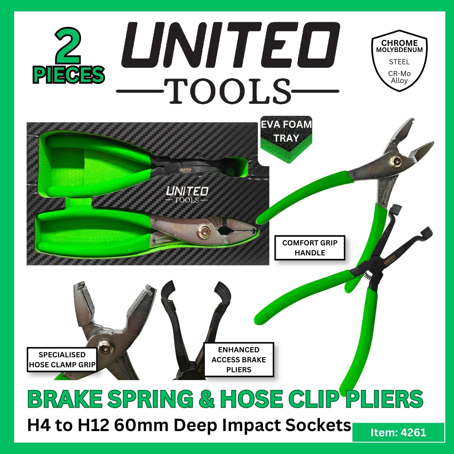 Brake Spring Plier & Spring Hose Clip Plier In EVA Foam Tray