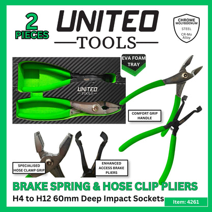 Brake Spring Plier & Spring Hose Clip Plier In EVA Foam Tray