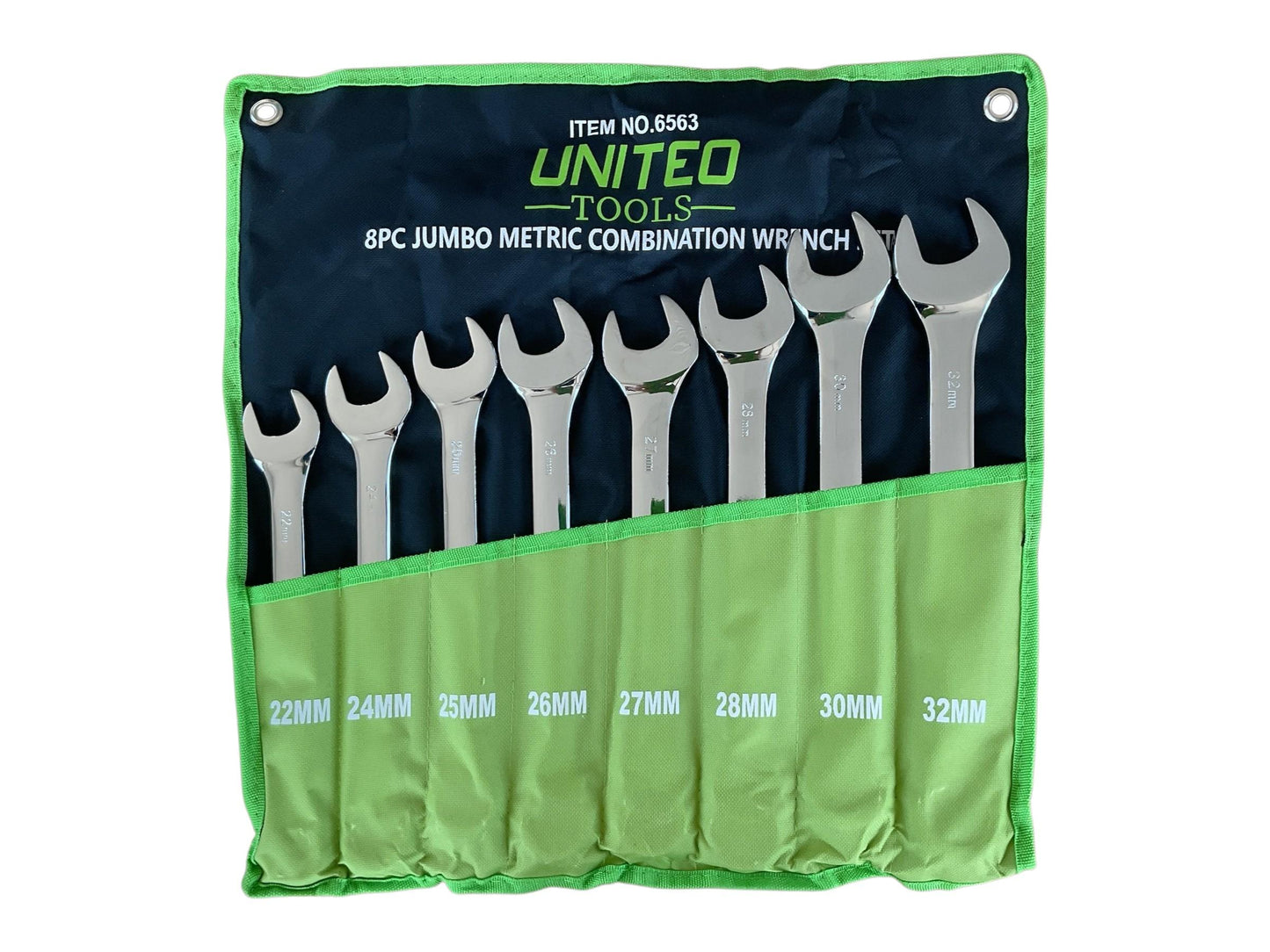 8-Piece Jumbo Metric Combination Wrench Set, 22-32mm, With Storage Roll 6563