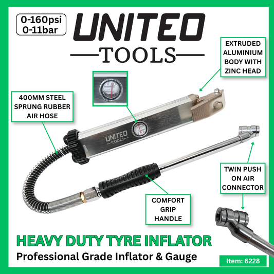 United Tools Professional Tyre Inflator And Gauge-0-160Psi